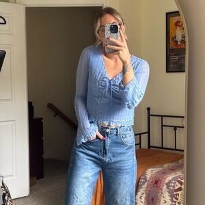 Altar'd State Light Blue Boston Belle Sleeve Lace Top